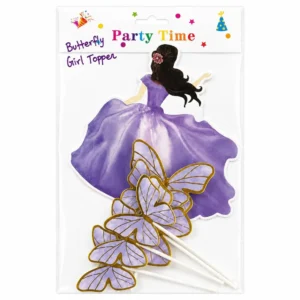 Gilr with Butterfly Happy Birthday Topper