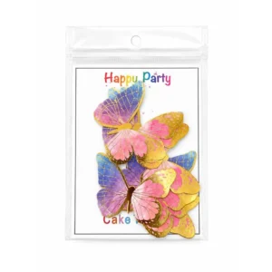 3D Butterfly With Golden Border Paper Butterfly - Multicolor