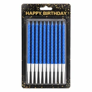 Twisted Metallic Birthday Candles Pack of 10pc - Blue