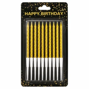 Twisted Metallic Birthday Candles Pack of 10pc - Gold
