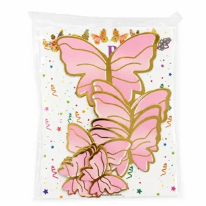 Golden Border Paper Butterflies Toppers - 10pc