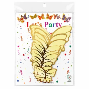Golden Border Paper Butterflies Toppers - 10pc Yellow