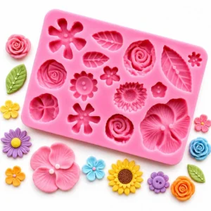 15 Assorted Flowers Leaves Silicone Fondant Mould