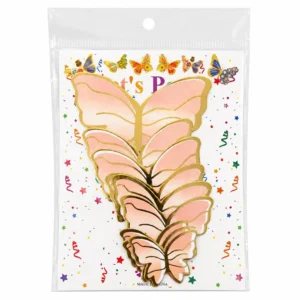 Golden Border Paper Butterflies Toppers - 10pc