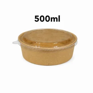 Round Kraft Container With Transparent Lid 500ml - 5pc