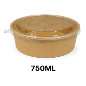 Round Kraft Container With Transparent Lid 750ml - 5pc