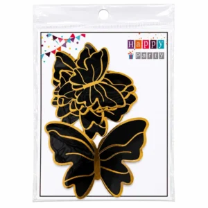 Golden Border Paper Butterflies Toppers - 10pc
