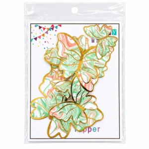 Golden Border Paper Butterflies Toppers - 10pc