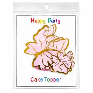 Golden Border Paper Butterflies Toppers - 10pc