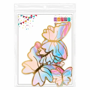 Golden Border Paper Butterflies Toppers - 10pc