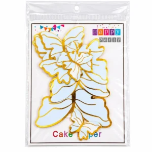 Golden Border Paper Butterflies Toppers - 10pc