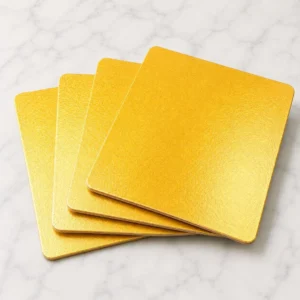 Cake Base - 10 Inch Square Gold Base - Pack of 5 Piece