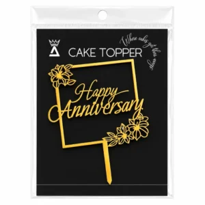 Happy Anniversary 5 Inch Gold Acrylic Topper - 1pc