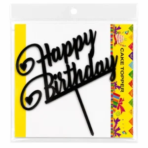 Black Happy Birthday Topper