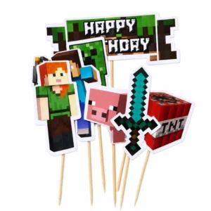 Minecraft Theme Cake Topper