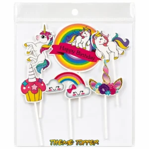 Unicorn Theme Cake Topper - Design 2