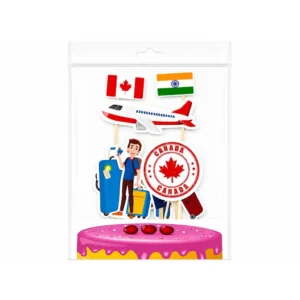India to Canada Theme Cake Topper